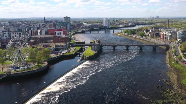 Limerick city scenery by the Shannon river, Ireland