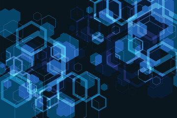 Abstract cube hexagon shape background. Digital technology concept