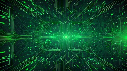 Glowing green digital abstract background with intricate lines and dots, futuristicGlowing green digital abstract background with intricate lines and dots, futuristic technology, IT companies, softwar