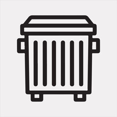 dumpster Icon of the bin for trash silhouette vector on white background