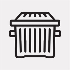 dumpster Icon of the bin for trash silhouette vector on white background