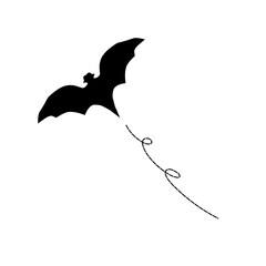 Black silhouettes of halloween bats set on white background