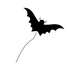 Black silhouettes of halloween bats set on white background