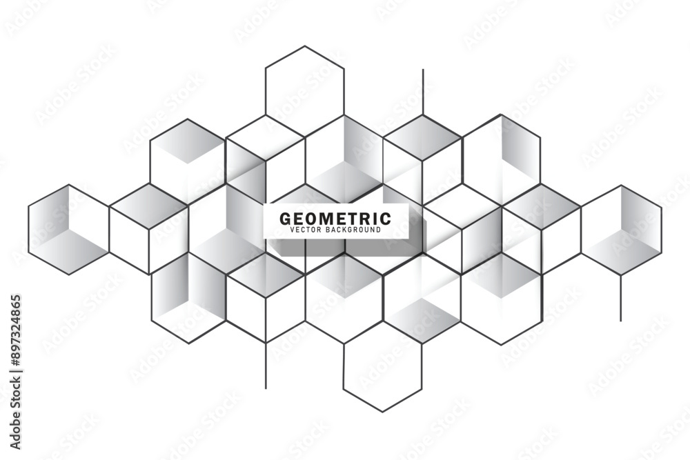 Poster abstract geometric background with isometric digital blocks. blockchain concept and modern technolog