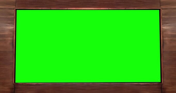 Wooden texture with Green Screen in the center, zoom in 4k Animation space