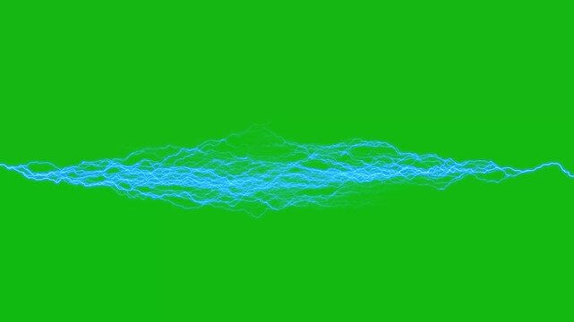 Glowing Lightning Thunderbolt Graphic Element Loop Overlay, green screen