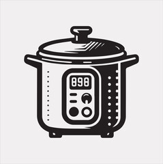 Electric pan Pressure Cooker silhouette vector on a white background