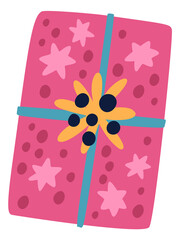 Cute birthday gift box icon. Present drawing