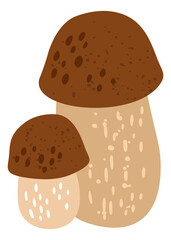 Birch bolete icon. Cute woodland nature drawing
