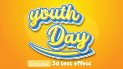 youth day editable 3d  illustrator text effect 