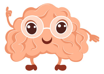 Human brain character. Funny organ. Anatomy mascot