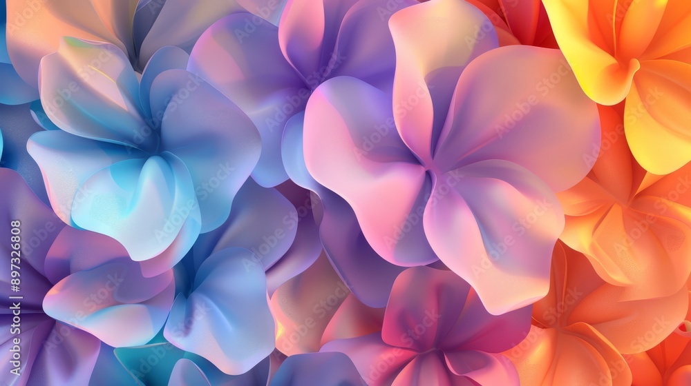 Poster vibrant gradient flowers creating an abstract and colorful background, perfect for design and art pr