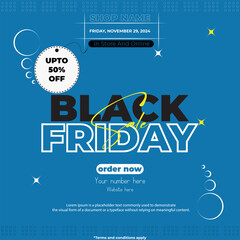 Typography banner for Black Friday. Modern minimal  text symbol of Black Friday with discount offer. Design template for Black Friday sale, promotion, advertising and social media ad.