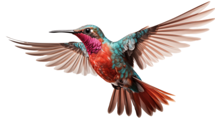 Beautiful Hummingbird in Flight transparent background.