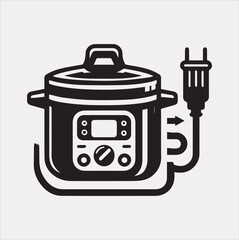 Electric pan Pressure Cooker silhouette vector on a white background