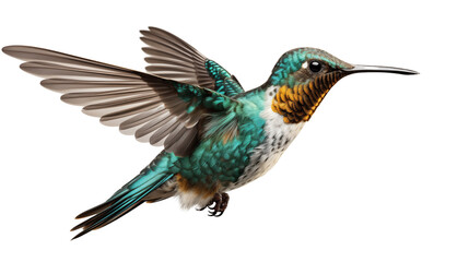 Fototapeta premium Beautiful Hummingbird in Flight transparent background.