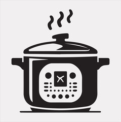 Electric pan Pressure Cooker silhouette vector on a white background