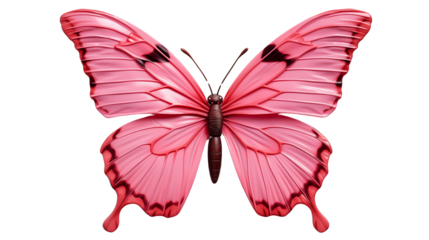 Beautiful pink butterfly transparent background.