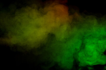 Red and green steam on a black background.