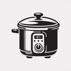 Electric pan Pressure Cooker silhouette vector on a white background