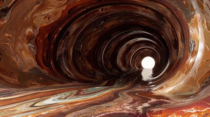 A mesmerizing abstract tunnel with swirling colors leading to a light source, creating a sense of depth and intrigue.