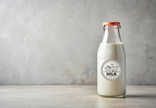 Milk Bottle Mockup Template