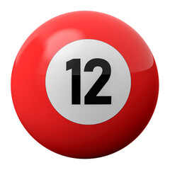 Fototapeta premium 3D Render of Red Billiard Ball Number 12