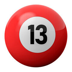 3D Render of Red Billiard Ball Number 13