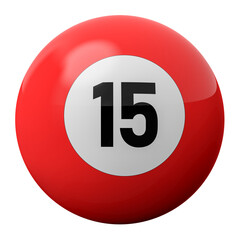 3D Render of Red Billiard Ball Number 15