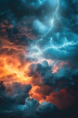 Cloudy sky with lightning