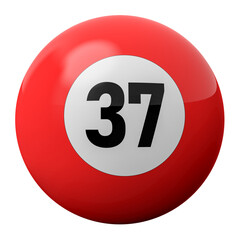 3D Render of Red Billiard Ball Number 37