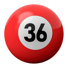 3D Render of Red Billiard Ball Number 36