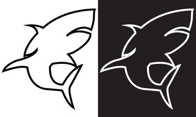 Black And White Shark Icons. Vector illustration. EPS 10