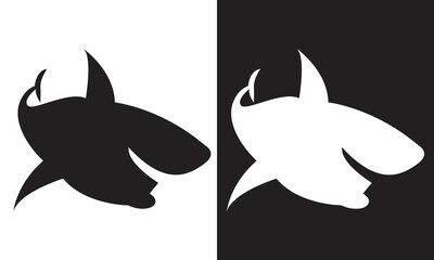 Black And White Shark Icons. Vector illustration. EPS 10