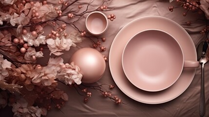 Elegant wedding table setting with blank menu card mockup for reserving at special events