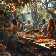 Multicultural BBQ: Diverse Friends and Family Enjoy Outdoor Summer Gathering