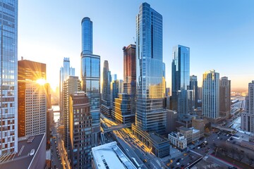 Fototapeta premium Sunrise Over Skyscrapers