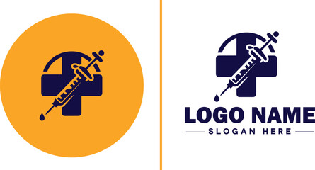 Medical clinic icon Health center Clinic Medical office flat logo sign symbol editable vector