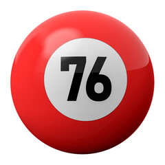 3D Render of Red Billiard Ball Number 76