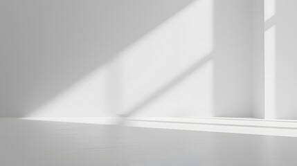 Obraz premium Minimalist White Background: A clean, minimalist white background with soft shadows, perfect for showcasing sleek and modern products. 