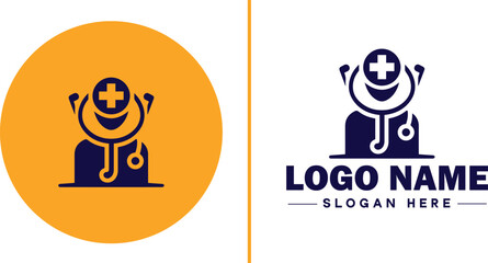 Obraz premium Medical clinic icon Health center Clinic Medical office flat logo sign symbol editable vector