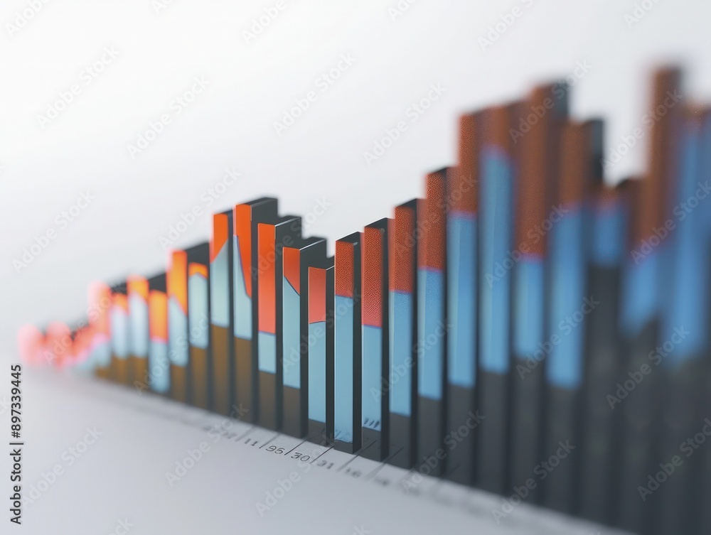 Poster a bar chart showcasing a sudden spike in stock values on a pristine white background, reflecting a m