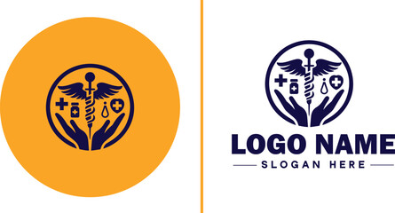 Naklejka premium Medical clinic icon Health center Clinic Medical office flat logo sign symbol editable vector