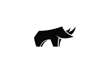 Creative black rhinoceros art logo design vector symbol illustration  