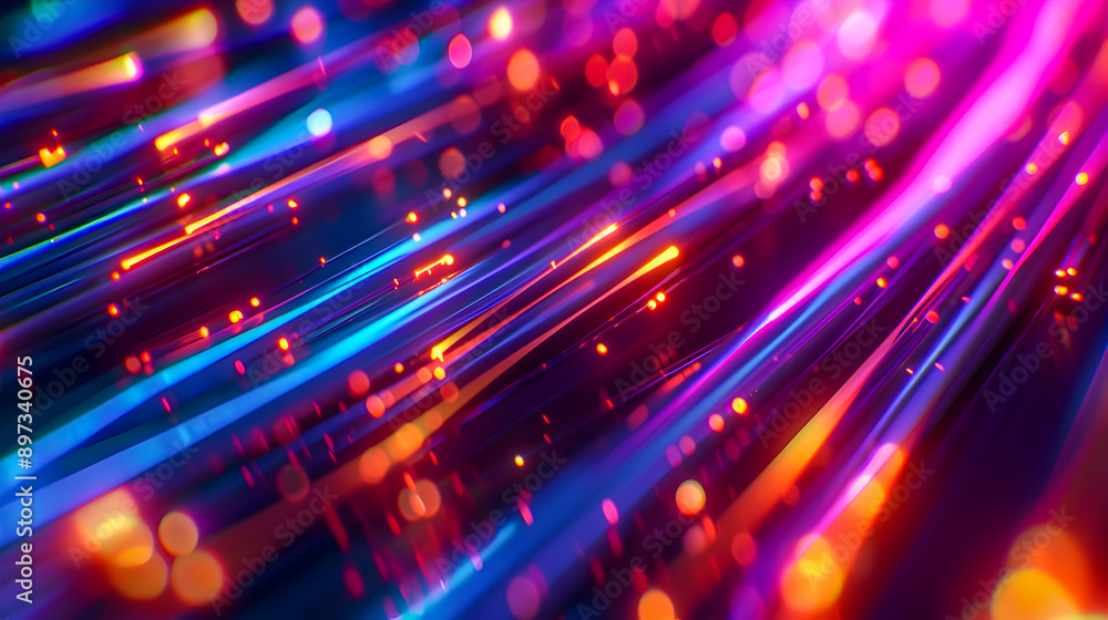 Aufkleber captivating close up of vibrant glowing fiber optic cables against a dark background creating a high