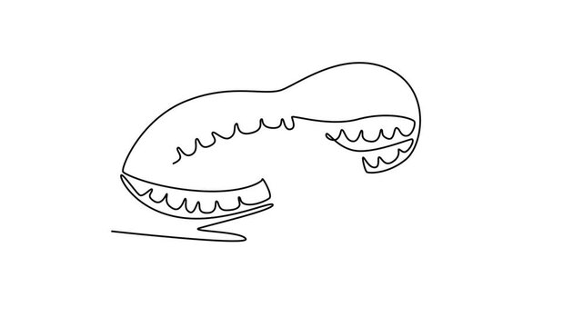 Animated self drawing of continuous line draw of whole and peeled healthy organic peanut for snack product logo identity. Fresh hypogaea concept for edible beans icon. Full length one line animation
