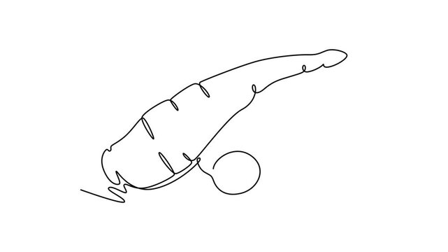 Self drawing animation of single line draw of whole healthy organic cassava for farm logo identity. Edible starchy tuberous root concept tropical crop icon. Continuous line draw. Full length animated