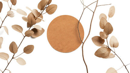 Round handmade studio label mockup isolated on a white background