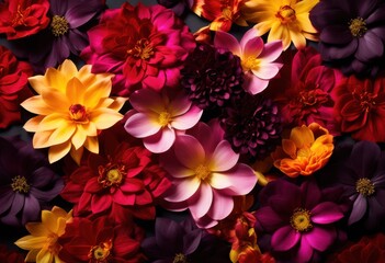 Obraz premium vibrant petals artistically arranged luxurious dark fabric creating striking visual contrast elegance, arrangement, blossom, background, beauty, bloom