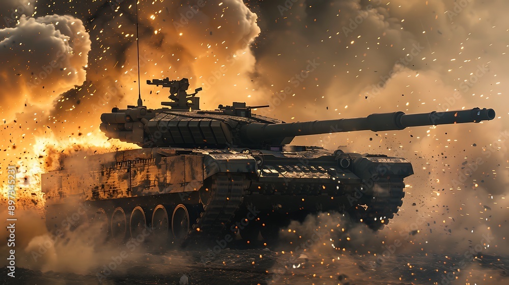 Wall mural Tank Under Fire